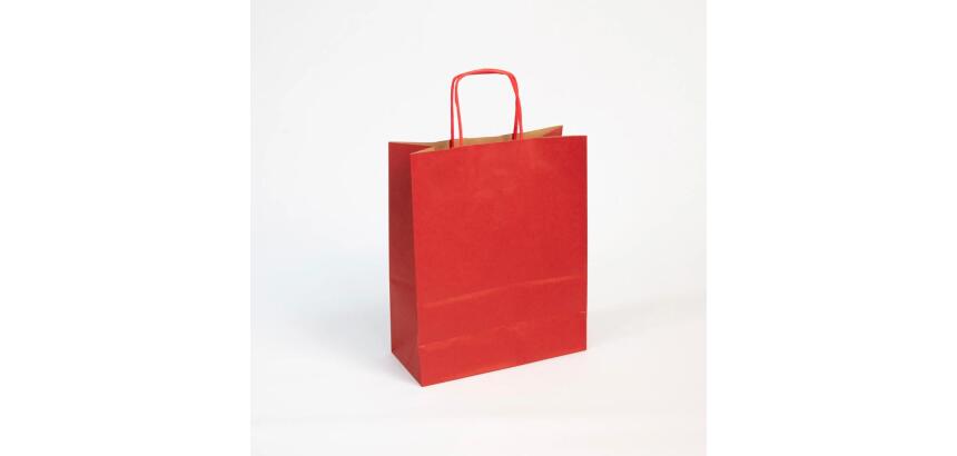 Paq.25 sacs kraft vergé 22x10x27cm,Rouge - Rouge