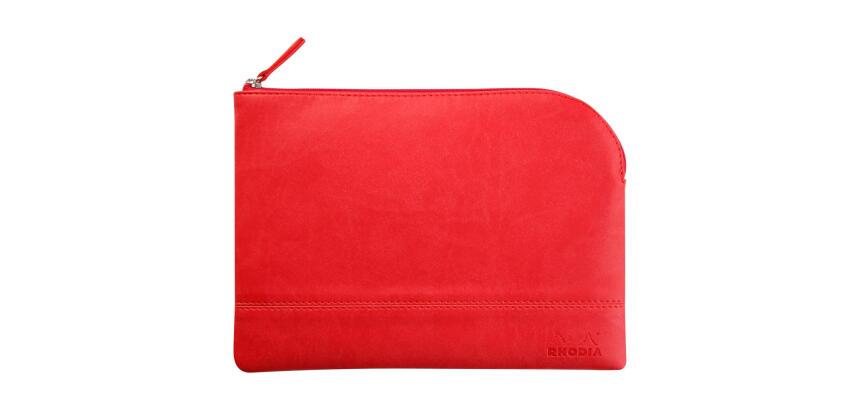 Rhodiarama pochette zippée en simili cuir - taille M (16x22 cm) - Corail