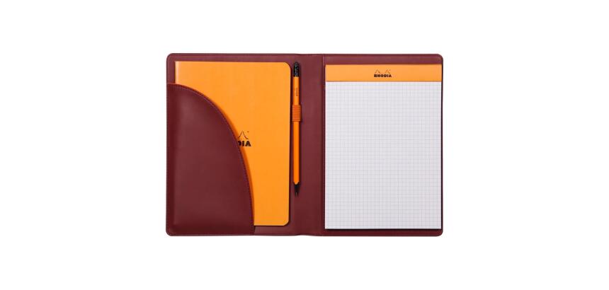 Rhodiarama livret porte-bloc N°16 pour bloc ou carnet format A5 - Lie de vin