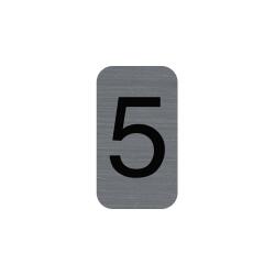 Plaque adhésive imitation Aluminium Chiffre 5 2,5x4,4 cm - Gris