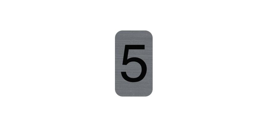 Sign adhesive aluminium effect Number 5 2.5x4.4 cm - Grey
