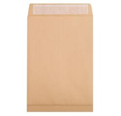 Boite de 250 Pochettes Kraft Brun E4-280x400 mm avec Soufflet de 30 mm - Auto-Adhésives - 120g/m2 - Brun