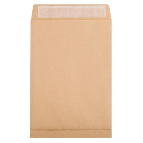Boite de 250 Pochettes Kraft Brun E4-280x400 mm avec Soufflet de 30 mm - Auto-Adhésives - 120g/m2 - Brun
