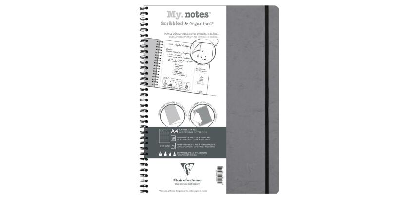 My.Notes Age Bag cahier reliure intégrale à marges détachables A4 120 pages détachables DOT + cadre en-tête - Gris