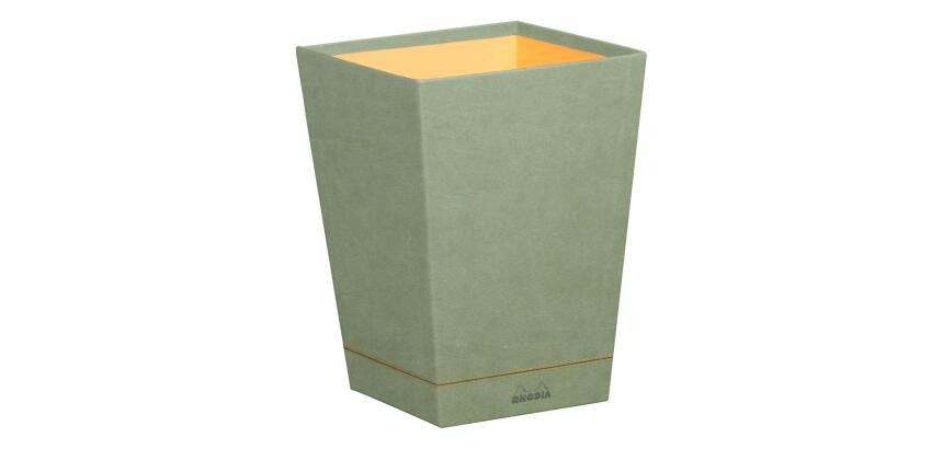 Rhodiarama corbeille à papier simili cuir italien 27x27x32 cm - Céladon