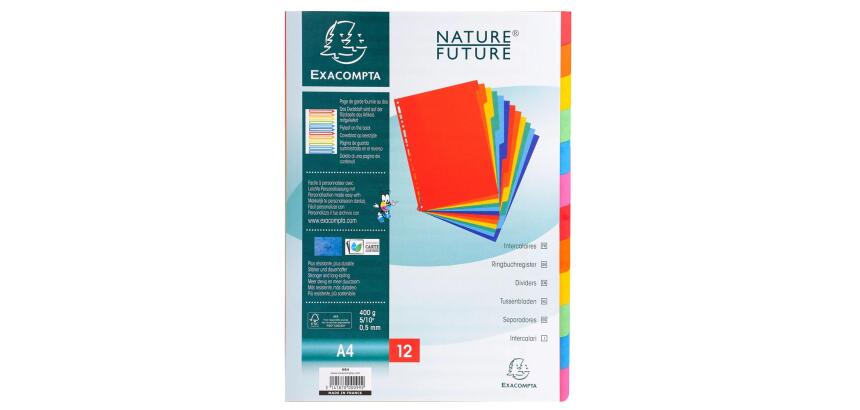 Separadores Cartulina lustrada rígida 5/10º - 400 g/m 2 - Colores surtidos