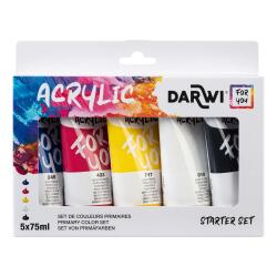 Darwi For You set de peinture acrylique - 5x75 ml - Assortiment