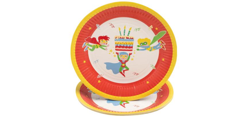 10 Assiettes en carton rondes, 23 cm