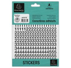 Pack of adhesive numbers 0-9 Black 10 mm - Black