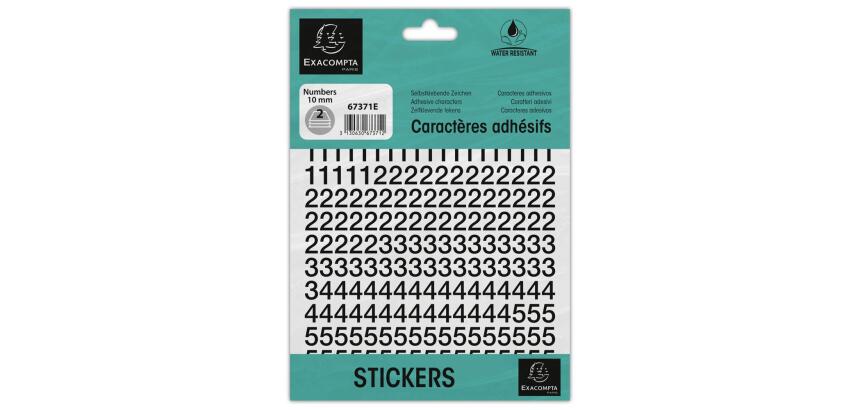 Pochette de chiffres adhésifs noirs 0-9 10 mm - Noir