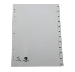 Indices recycled PP 12P Jan-Dec A4 Grey - Grey