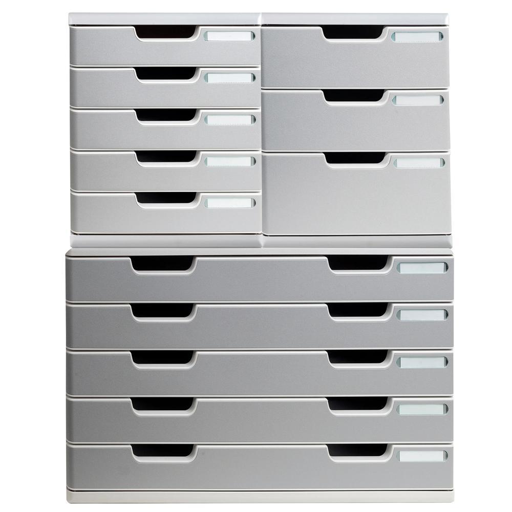 HAN CONTUR Module 10 Tiroirs Ouverts B4 – Système De Classement Modulaire Extensible Gris Clair
