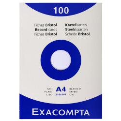 Pk 100 Exa Record Cards 210/297 White - White