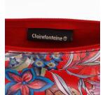 Céleste CUIR Trousse ronde Ø5,5x22 cm Jardin Rouge