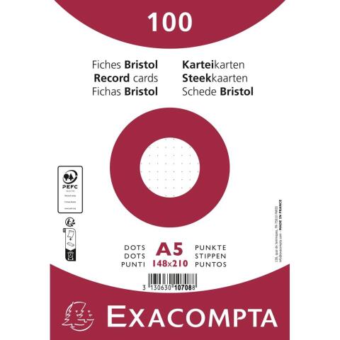 Fichas de cartulina bristol 205 g/m2 - Dots - 148x210 mm - Blanco