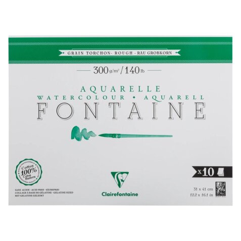 Fontaine bloc collé 1 côté 10F 31x41cm 300g grain torchon