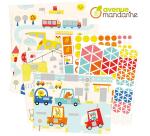 Boîte créative, Tableaux gommettes, Transports - Multicolore