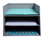 Corbeille à courrier Combo 3 niveaux carton Teksto - Couleurs assorties