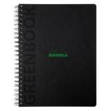 Greenbook cahier recyclé et recyclable en carte rigide 715 g/m2 - A4+ 22,5x29,7 cm 160 pages 5/5 perforation 4 trous - Papier Clairefontaine recyclé 90 g/m2 - Noir - New - Noir