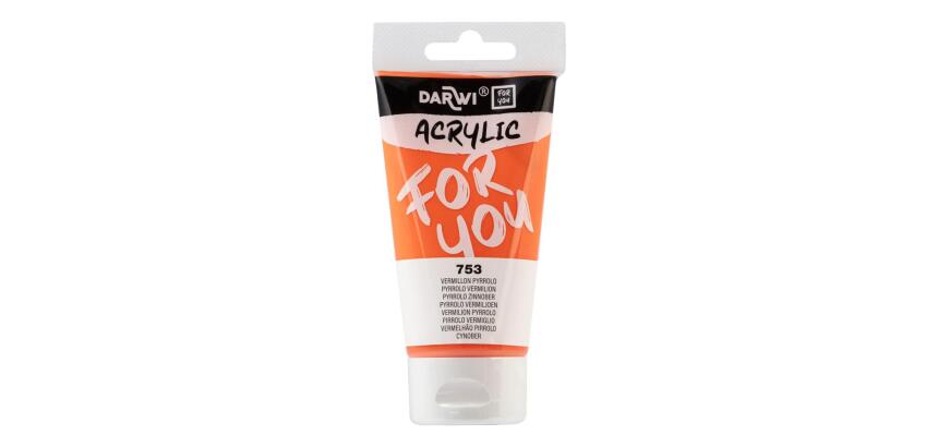 Darwi For You tube de peinture acrylique 75 ml - Vermillon pyrrolo