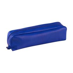 CUIR TEINTE Trousse rectangulaire 21x4x6 cm - Bleu