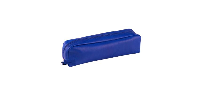 CUIR TEINTE Trousse rectangulaire 21x4x6 cm - Bleu