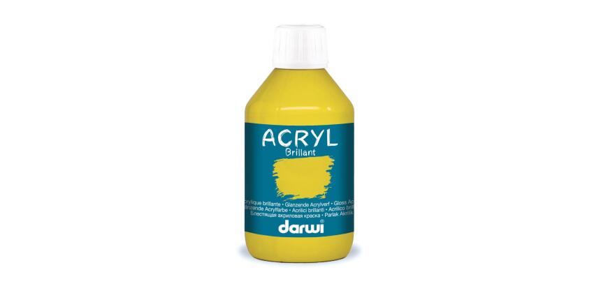 Darwi Flacon de 250 ml de Peinture Acrylique Universelle Brillante - jaune soleil