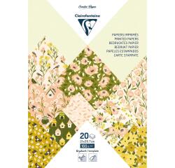 PAPIERS IMPRIMÉS, Bloc de 20 feuilles à motifs 160g/m2 au format A4 (21x29,7cm) + 1 idée créative - Printemps - Multicolore