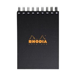 Notepad Rhodiactive 90g reliure intégrale 7,5x10,5 cm 160 pages petits carreaux 5x5 microperforé - Noir