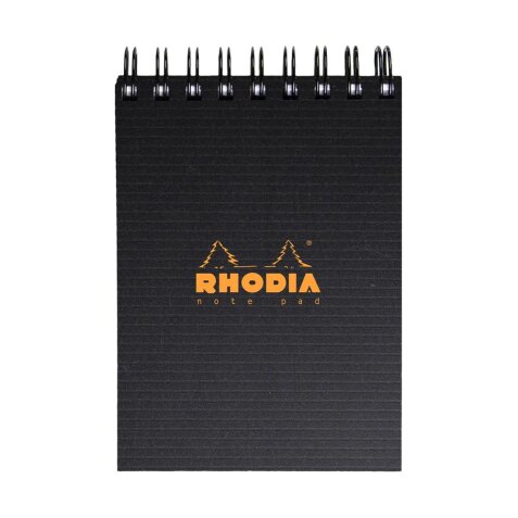 Notepad Rhodiactive 90g reliure intégrale 7,5x10,5 cm 160 pages petits carreaux 5x5 microperforé - Noir