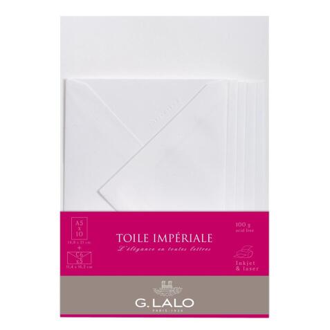 Ensemble Toile Impériale 10 feuilles A5 et 5 enveloppes C6 - Blanc