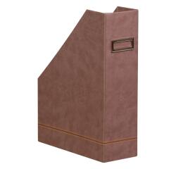 Rhodiarama Porte-revues, en similicuir,10x25x31 cm. - Chocolat