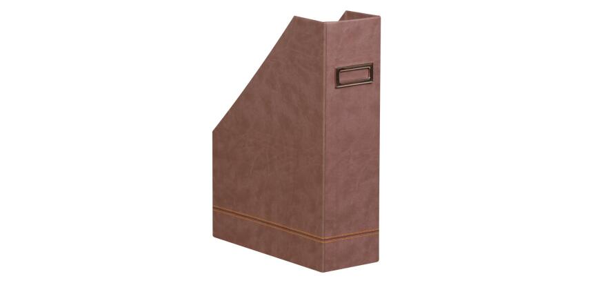 Rhodiarama Porte-revues, en similicuir,10x25x31 cm. - Chocolat