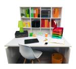 Módulo individual con 4 cajones con tope de seguridad y porta-etiquetas - 270x355x135 mm - Black Office - Negro/arlequín