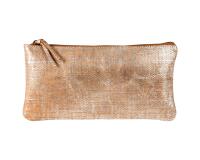 KLEO-PATHRA CUIR Trousse plate 22x11 cm Argent