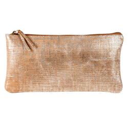 KLEO-PATHRA CUIR Trousse plate 22x11 cm Argent