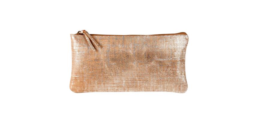 KLEO-PATHRA CUIR Trousse plate 22x11 cm Argent