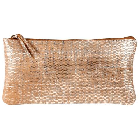 KLEO-PATHRA CUIR Trousse plate 22x11 cm Argent