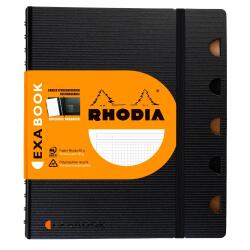 Exabook Rhodiactive rechargeable reliure intégrale A5+ 160 pages petits carreaux 5x5 avec cadre en-tête 80g - Noir