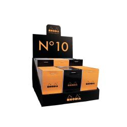 Blocs agrafés Rhodia O&B N°10 5,2x7,5 cm 80 feuillets ligné 80g en présentoir de 60 pièces - Assortis