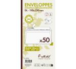 Paquet de 50 Enveloppes Forever 100% Recyclé DL-110x220mm Auto-Adhésives - 80g/m2 - Blanc