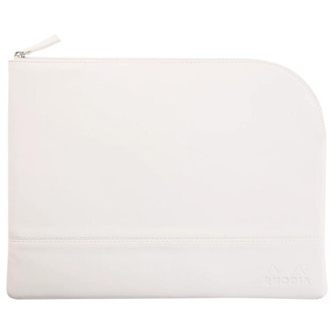 Rhodiarama pochette zippée en simili cuir - taille L (21x28 cm) - Blanc