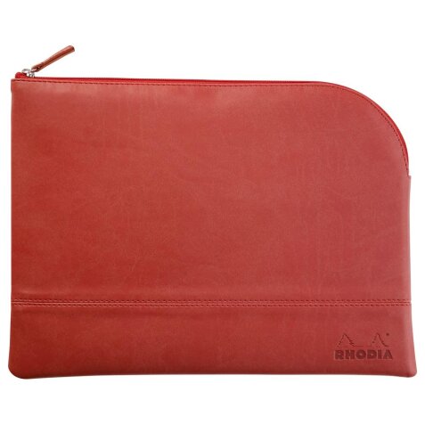 Rhodiarama pochette zippée en simili cuir - taille L (21x28 cm) - Nacarat