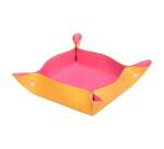 Rhodiarama vide-poche réversible simili cuir italien 12x12x4,5 cm - Framboise