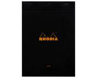 Bloc agrafé Rhodia N°18 21x29,7 cm 80 feuillets ligné avec marge 80g - Noir