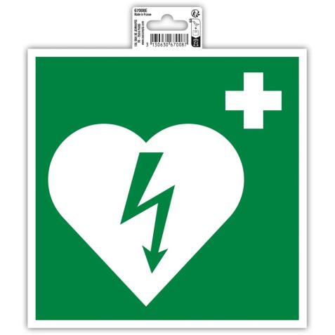 Non-slip adhesive PVC panel Defibrillator 20x20 cm - Green