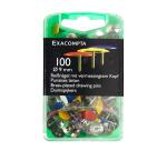 Boîte de 100 punaises couleur en laiton - Hauteur de pointe 9mm - 9mm de diamètre