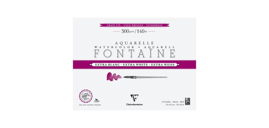 Fontaine Extra Blanc Grain Fin bloc collé 4 côtés 12F 46x61cm 300g
