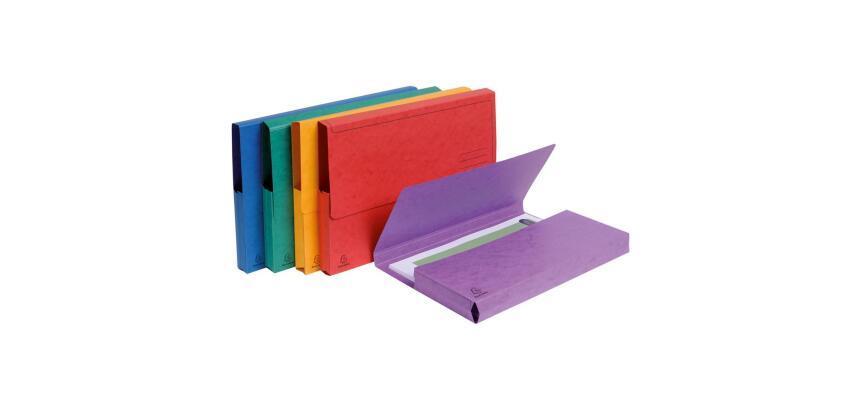 Paquet de 5 chemises poche carte lustrée 265g/m2 - 24,5x32,5cm - Couleurs assorties