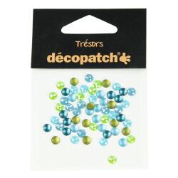 Sachet 60 cabochons 0,5cm - bleu/vert - Bleu
